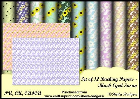 Black Eyed Susan - Set of 12 Backing Papers