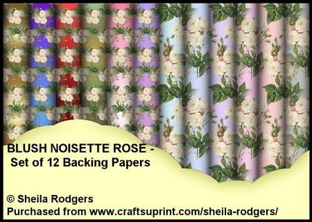 Blush Noisette Rose - Set of 12 Backing Papers