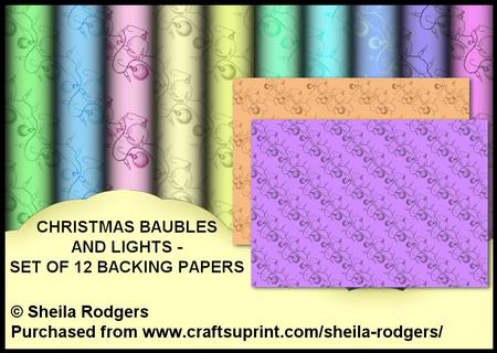 Christmas Baubles and Lights - Set of 12 Backing Papers