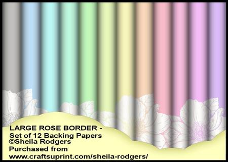 Large Rose Border - Set of 12 Backing Papers