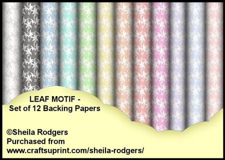 Leaf Motif - Set of 12 Backing Papers