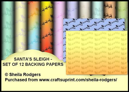 Santa's Sleigh - Set of 12 Backing Papers