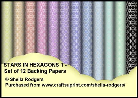 Stars in Hexagons 1 - Set of 12 Backing Papers