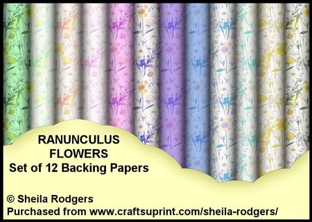 Ranunculus Flowers - Set of 12 Backing Papers