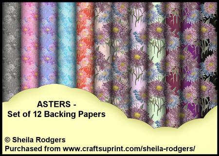 Asters - Set of 12 Backing Papers