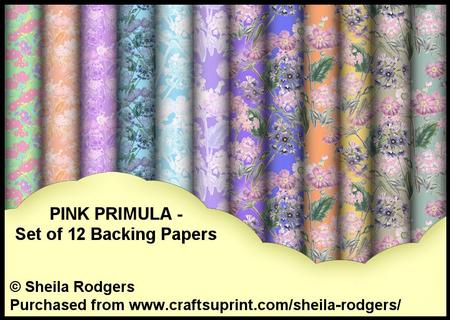 Pink Primula - Set of 12 Backing Papers