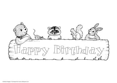 Digital Stamp - Woodland Animals Birthday