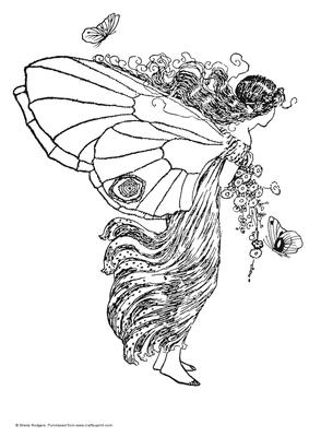Digital Stamp - Fairy with Butterflies