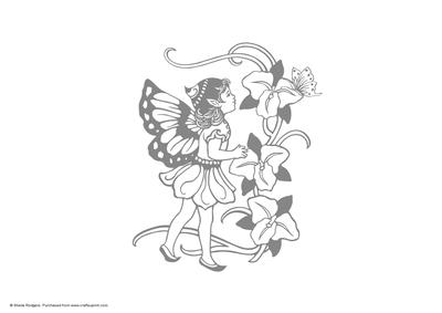 Digital Stamp - Fairy Watching Butterfly