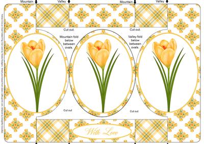 Yellow Crocus Oval Folded Pop Out Card