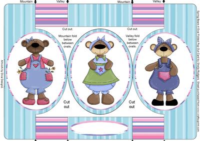 Spring Bears 4 Oval Folded Pop Out