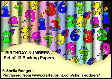 Birthday Numbers - Set of 12 Backing Papers