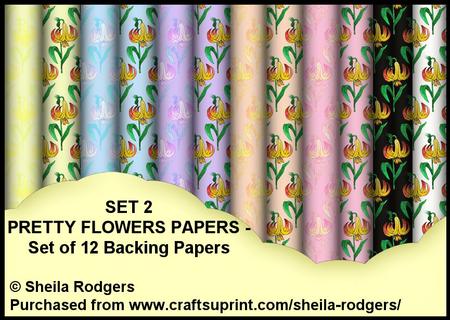 Set 2 Pretty Flowers - Set of 12 Backing Papers