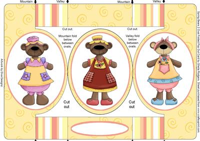 Spring Bears 2 Oval Folded Pop Out Card