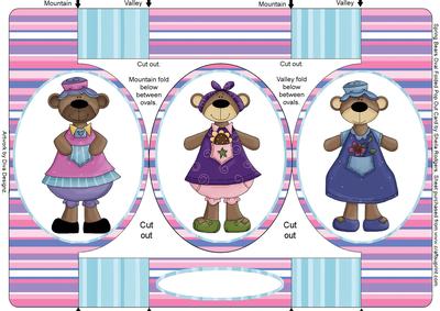 Spring Bears 3 Oval Folded Pop Out Card