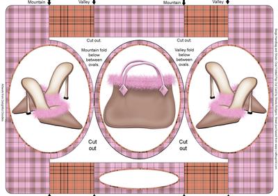 Beige Handbag and Shoes Oval Folded Pop Out Card
