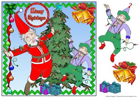 Santa and Gnome Decorate Tree