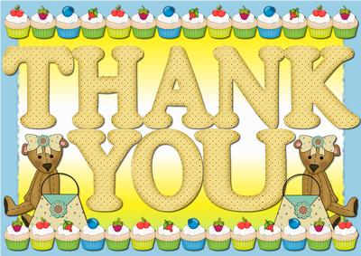 A4 Thank You Teddies and Cupcakes