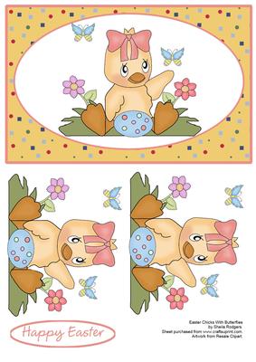 Easter Chick with Butterflies