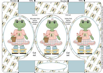 Lady Frog with Pink Flowers