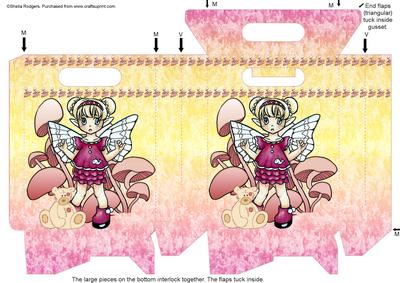 Gusset Sided Gift Bag - Mushroom Fairy with Teddy