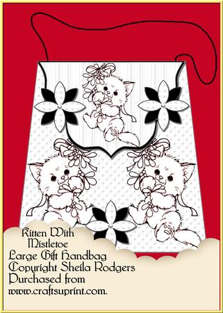 Large Gift Handbag - Kitten with Mistletoe