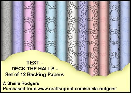 Text - Deck the Halls - Set of 12 Backing Papers