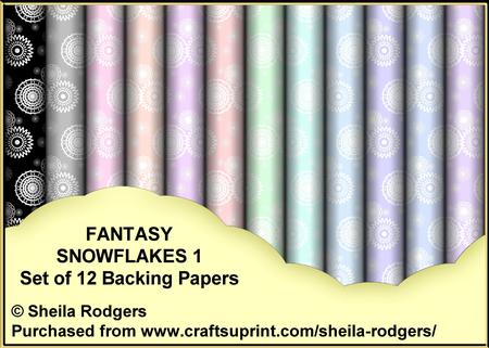 Fantasy Snowflakes 1 - Set of 12 Backing Papers