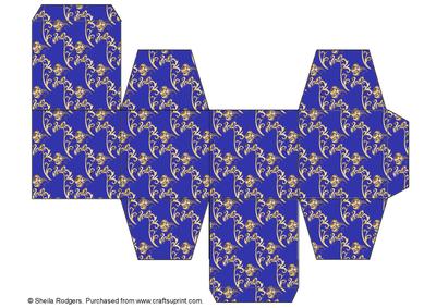 All in One Gift Box - Gold Design on Blue