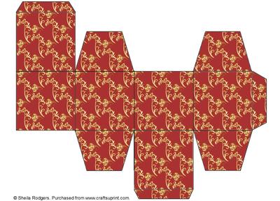 All in One Gift Box - Gold Design on Red