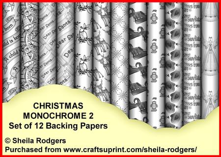 Christmas Monochrome 2 - Set of 12 Backing Papers
