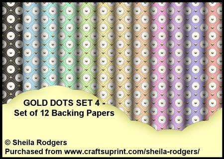 Gold Dots Set 4 - Set of 12 Backing Papers