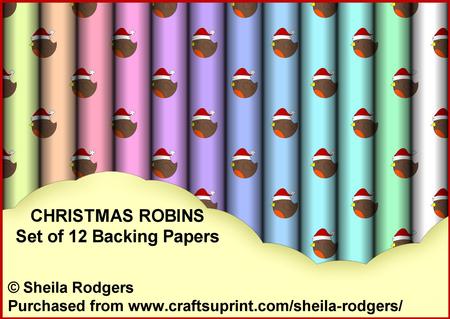 Christmas Robins - Set of 12 Backing Papers