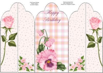 Pink Flower Birthday Scallop Triptych