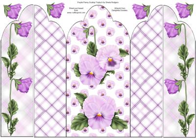 Purple Pansy Scallop Triptych