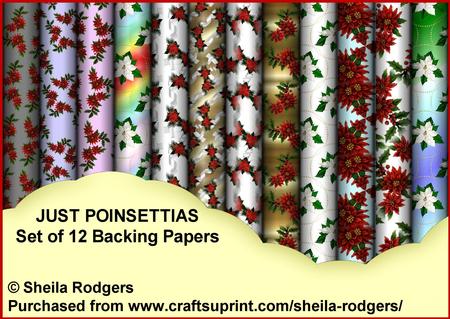 Just Poinsettias - Set of 12 Backing Papers