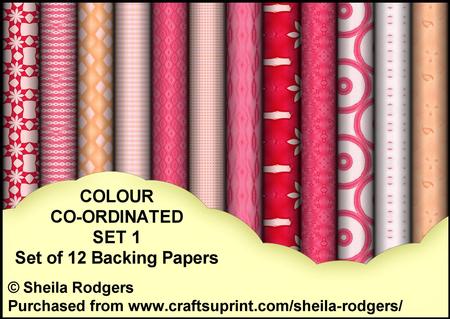 Colour Co-ordinated Set 1 - Set of 12 Backing Papers