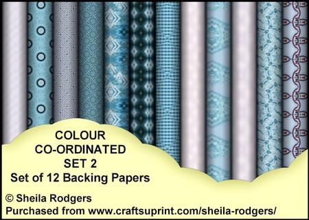 Colour Co-ordinated Set 2 - Set of 12 Backing Papers