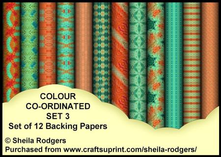 Colour Co-ordinated Set 3 - Set of 12 Backing Papers