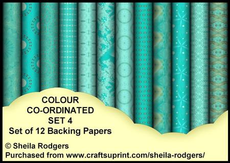 Colour Co-ordinated Set 4 - Set of 12 Backing Papers