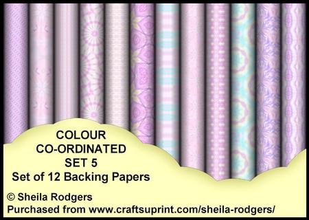 Colour Co-ordinated Set 5 - Set of 12 Backing Papers