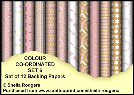 Colour Co-ordinated Set 6 - Set of 12 Backing Papers