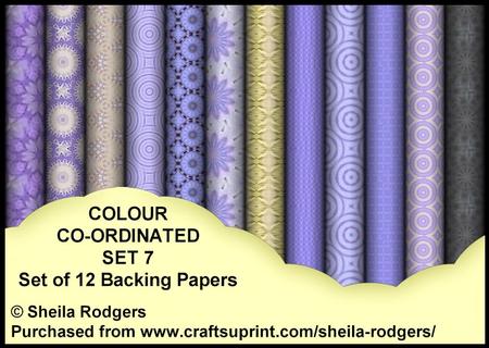 Colour Co-ordinated Set 7 - Set of 12 Backing Papers