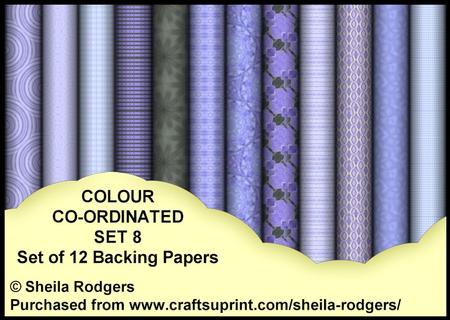 Colour Co-ordinated Set 8 - Set of 12 Backing Papers