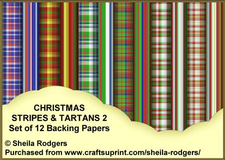 Christmas Stripes & Tartans 2 - Set of 12 Backing Papers