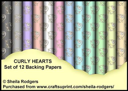 Curly Hearts - Set of 12 Backing Papers