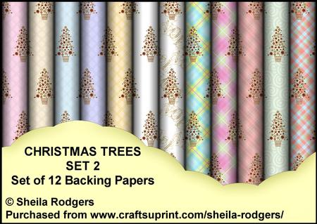Christmas Trees Set 2 - Set of 12 Backing Papers