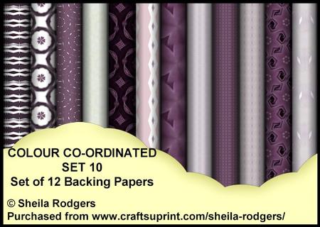 Colour Co-ordinated Set 10 - Set of 12 Backing Papers