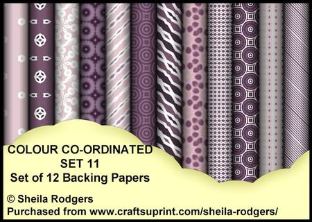 Colour Co-ordinated Set 11 - Set of 12 Backing Papers