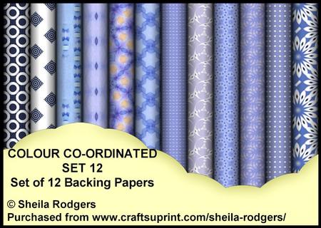 Colour Co-ordinated Set 12 - Set of 12 Backing Papers